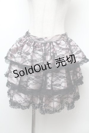 画像: SEXY DYNAMITE LONDON / レースレイヤードサテンスカート  黒ｘピンク S-26-02-04-045-PU-SK-HR-ZS