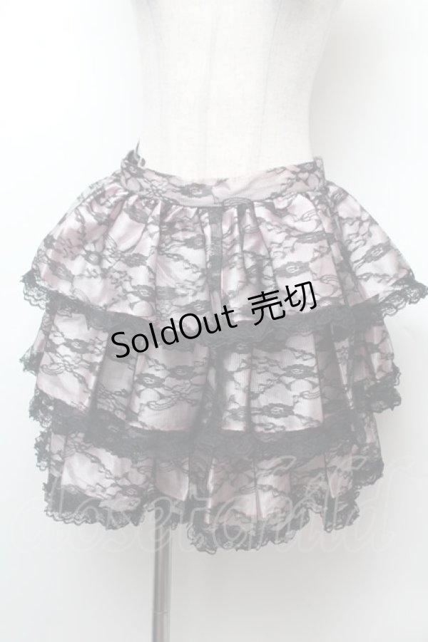 画像1: SEXY DYNAMITE LONDON / レースレイヤードサテンスカート  黒ｘピンク S-26-02-04-045-PU-SK-HR-ZS (1)