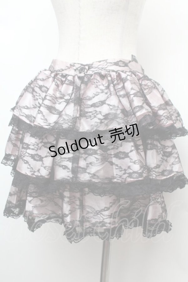 画像3: SEXY DYNAMITE LONDON / レースレイヤードサテンスカート  黒ｘピンク S-26-02-04-045-PU-SK-HR-ZS (3)