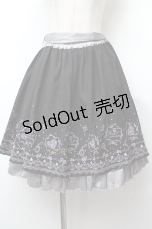 画像: axes femme / メルヘン刺繍スカート  黒ｘグレー S-26-02-04-046-AX-SK-AS-ZS