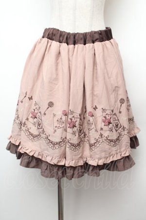 画像: axes femme / カード刺繍スカート  ピンク S-26-02-04-047-AX-SK-AS-ZS