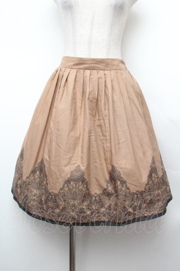 画像1: axes femme / パネル柄プリーツスカート  ベージュ S-26-02-04-048-AX-SK-AS-ZS (1)