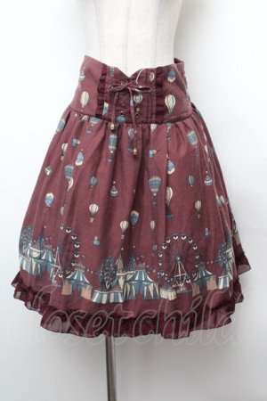 画像: axes femme / ノスタルジックバルーン柄スカート  ワイン S-26-02-04-049-AX-SK-HR-ZS
