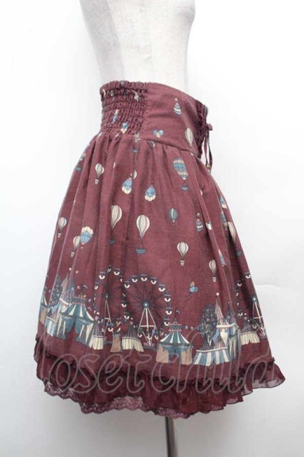 画像3: axes femme / ノスタルジックバルーン柄スカート  ワイン S-26-02-04-049-AX-SK-HR-ZS (3)