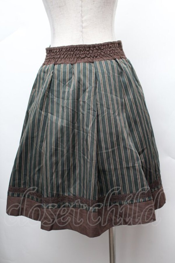 画像3: axes femme / ストライプ編み上げスカート  グリーン S-26-02-04-052-AX-SK-HR-ZS (3)