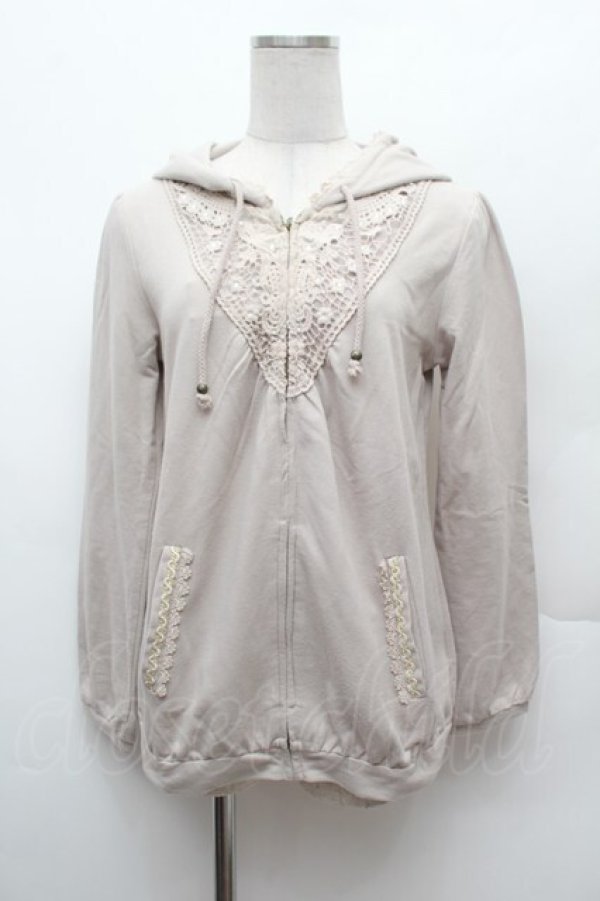 画像1: axes femme / モチーフレース使いパーカー  ベージュ S-26-02-04-006-AX-TO-AS-ZS (1)