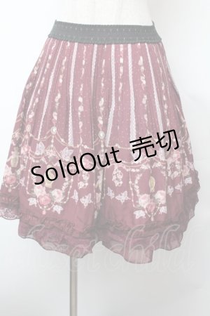 画像: axes femme / パネル香水瓶柄プリーツスカート  ワイン S-26-02-04-058-AX-SK-HR-ZS