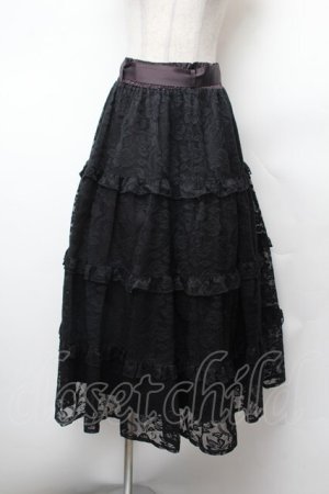 画像: axes femme / レースロングスカート  黒 S-26-02-04-060-AX-SK-AS-ZS