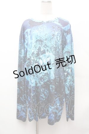 画像: NieR Clothing / ハイドロ転写ロンT  黒×ブルー S-26-02-04-009-PU-TS-TE-ZS