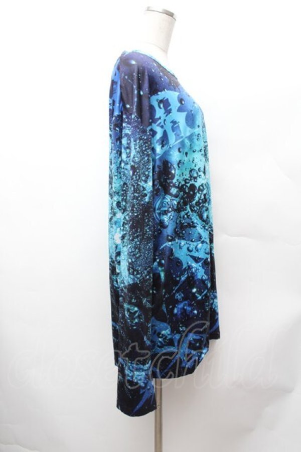 画像2: NieR Clothing / ハイドロ転写ロンT  黒×ブルー S-26-02-04-009-PU-TS-TE-ZS (2)