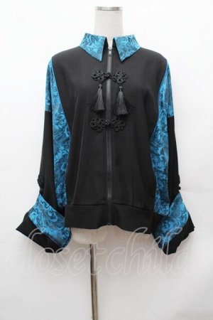 画像: Deorart / キョンシースリーブ・チャイナ・中華柄 ライトジャケット  黒ｘ青 S-26-02-04-011-PU-TO-AS-ZS