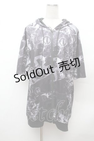 画像: NieR Clothing / 転写ジップパーカー  黒 S-26-02-04-013-PU-BL-TE-ZS