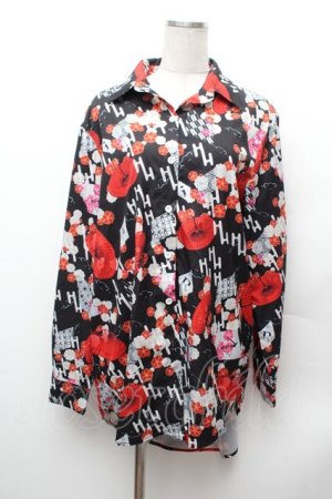 画像: NieR Clothing / 和柄シャツ F 黒 S-26-02-04-014-PU-TO-TE-ZS