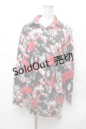 画像: NieR Clothing / 和柄シャツ F 黒 S-26-02-04-014-PU-TO-TE-ZS