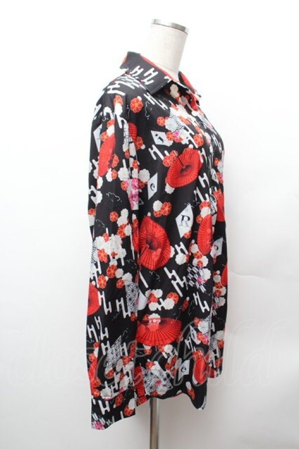 画像2: NieR Clothing / 和柄シャツ F 黒 S-26-02-04-014-PU-TO-TE-ZS (2)