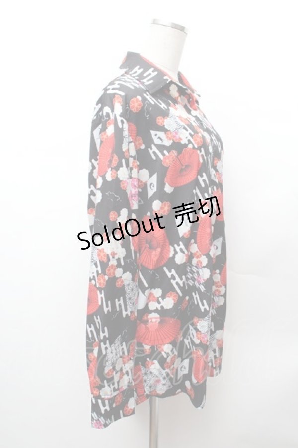 画像2: NieR Clothing / 和柄シャツ F 黒 S-26-02-04-014-PU-TO-TE-ZS (2)