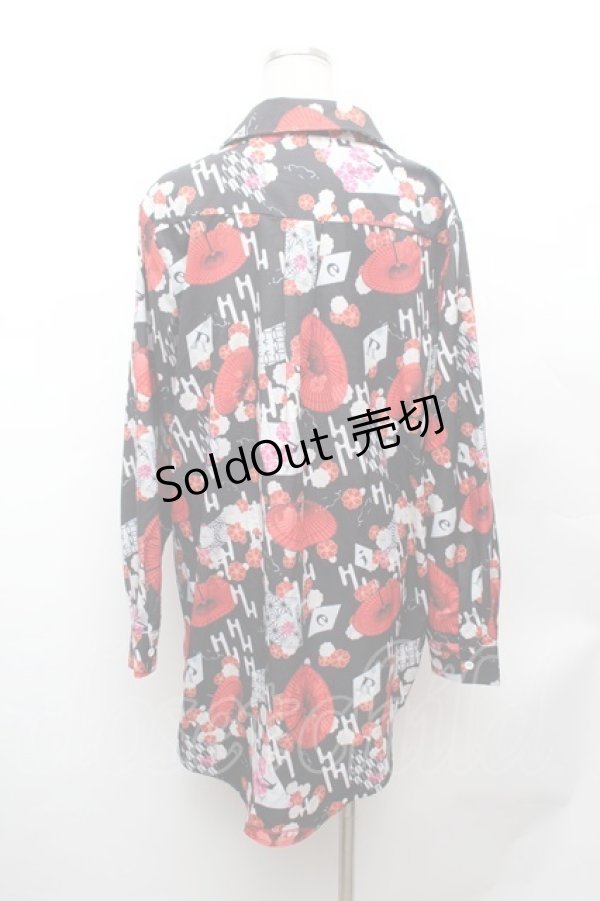 画像3: NieR Clothing / 和柄シャツ F 黒 S-26-02-04-014-PU-TO-TE-ZS (3)