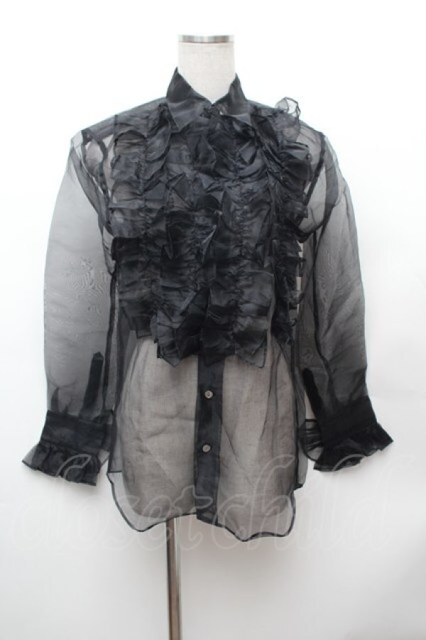 画像1: SEXY DYNAMITE LONDON / シアーフリルブラウス  黒 S-26-02-04-019-PU-BL-HR-ZS (1)