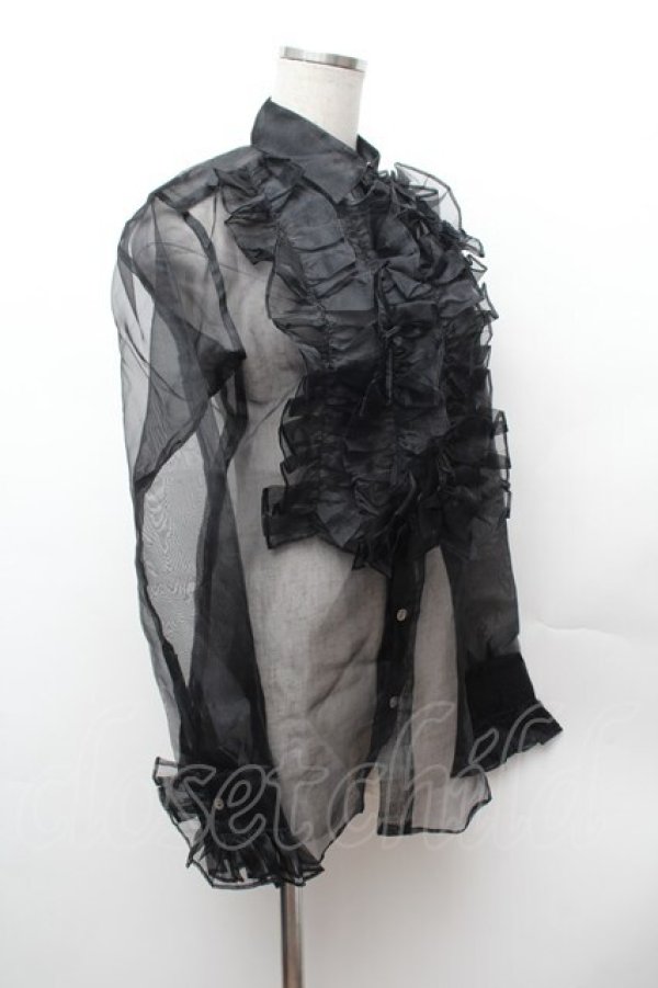 画像2: SEXY DYNAMITE LONDON / シアーフリルブラウス  黒 S-26-02-04-019-PU-BL-HR-ZS (2)