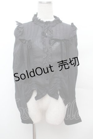 画像: ALGONQUINS / ガーゼフリルブラウス  黒 S-26-02-04-024-AL-BL-HR-ZS