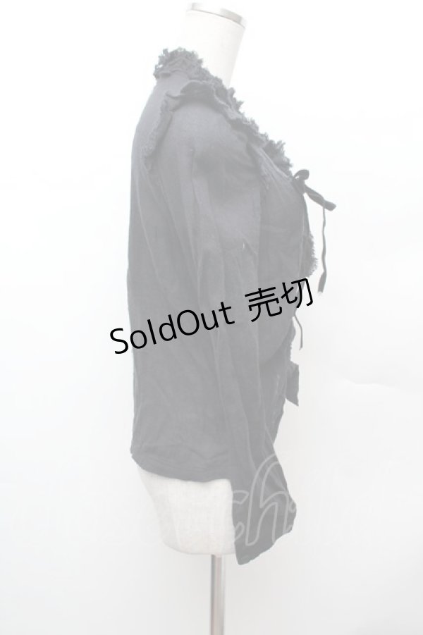 画像2: ALGONQUINS / ガーゼフリルブラウス  黒 S-26-02-04-024-AL-BL-HR-ZS (2)