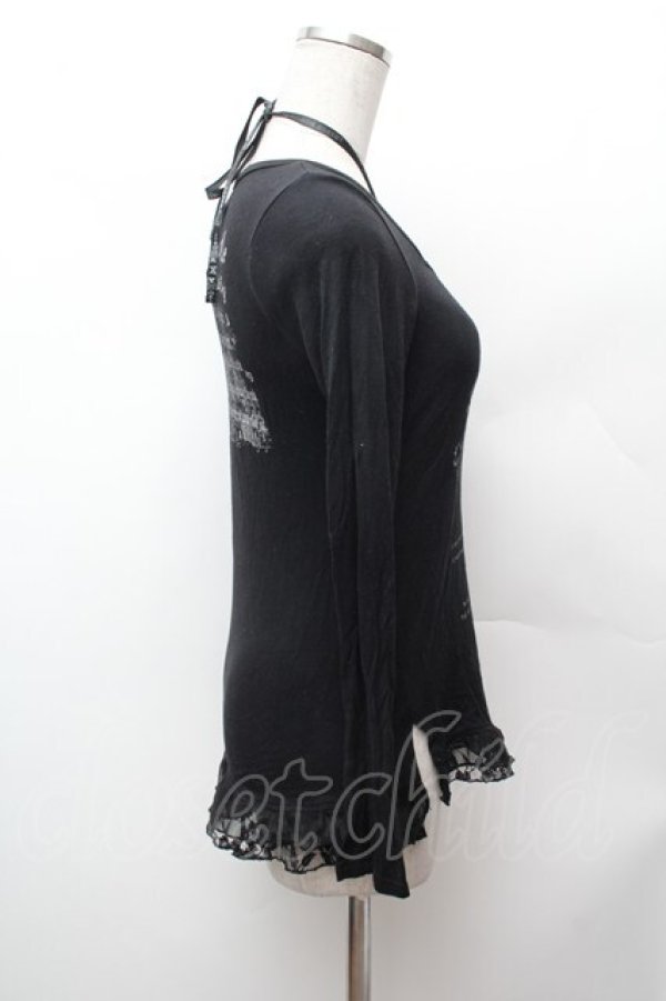 画像2: h.naoto Blood / プリントレースアップカットソー  黒 S-26-02-04-028-HN-TO-HR-ZS (2)