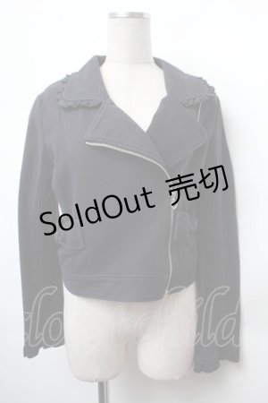 画像: Emily Temple cute / フリルカットライダースジャケット  黒 S-26-02-05-032-ET-JA-AS-ZS