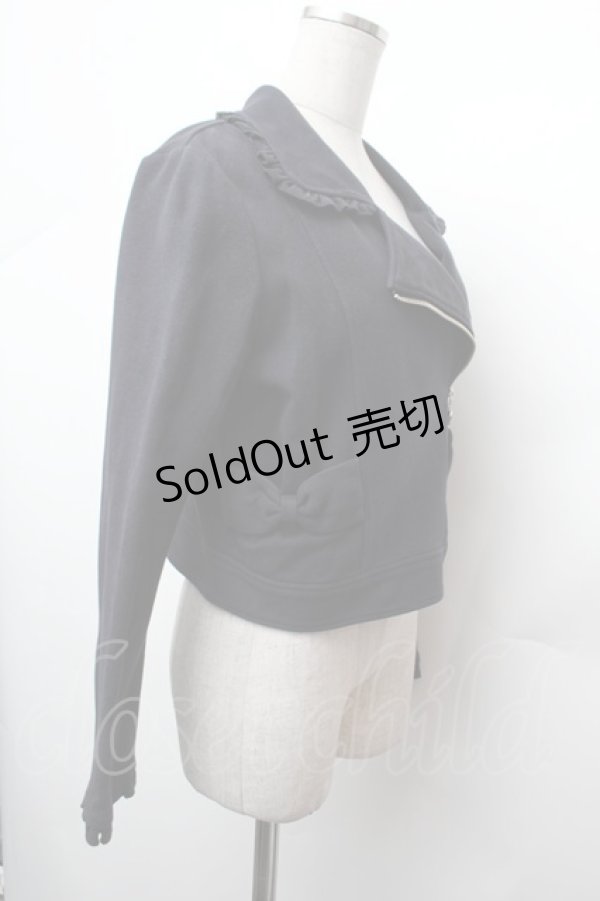 画像2: Emily Temple cute / フリルカットライダースジャケット  黒 S-26-02-05-032-ET-JA-AS-ZS (2)