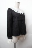 画像2: MILK / アイレットレースブラウス  黒ｘ白 S-26-02-05-033-ML-BL-AS-ZS (2)