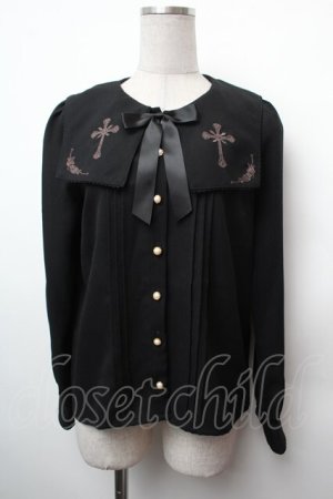 画像: Amavel / L'Ange Dechu スクエアカラーブラウス  黒 S-26-02-05-034-CA-BL-AS-ZS