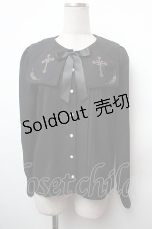 画像: Amavel / L'Ange Dechu スクエアカラーブラウス  黒 S-26-02-05-034-CA-BL-AS-ZS