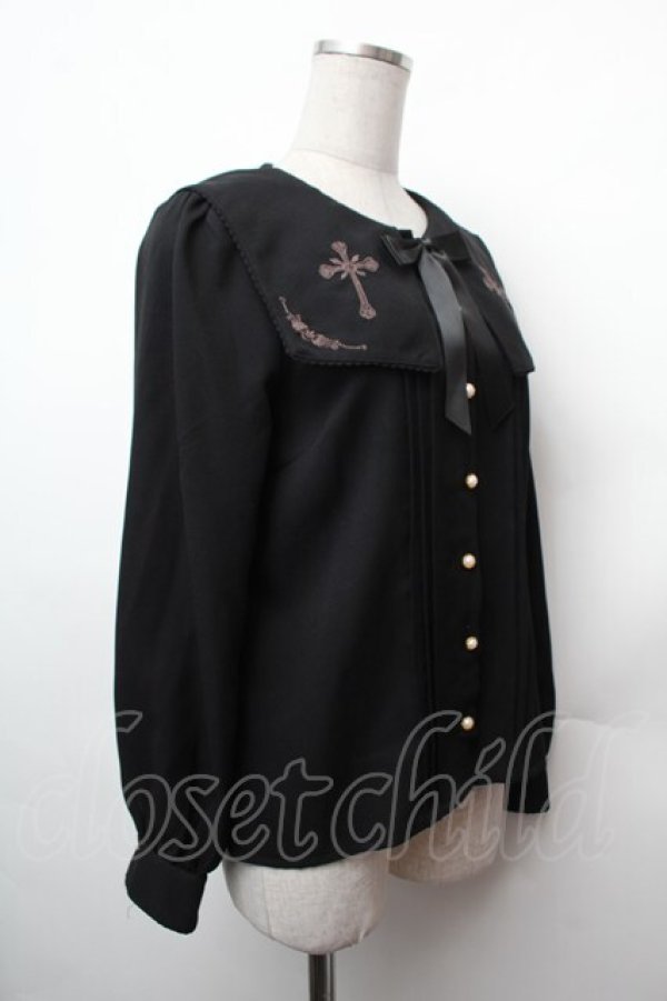 画像3: Amavel / L'Ange Dechu スクエアカラーブラウス  黒 S-26-02-05-034-CA-BL-AS-ZS (3)