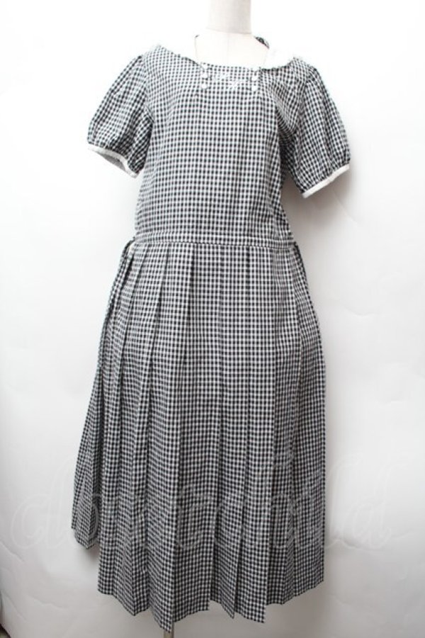 画像1: PINK HOUSE / ドビーギンガムワンピース  黒ｘ白 S-26-02-05-037-LO-OP-AS-ZS (1)