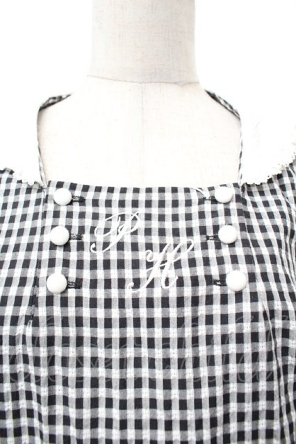 画像2: PINK HOUSE / ドビーギンガムワンピース  黒ｘ白 S-26-02-05-037-LO-OP-AS-ZS (2)