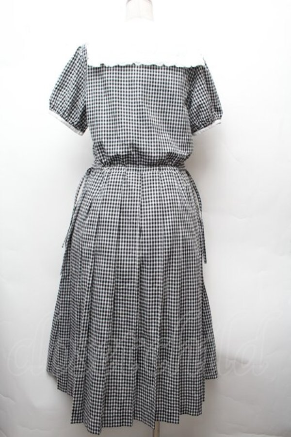 画像3: PINK HOUSE / ドビーギンガムワンピース  黒ｘ白 S-26-02-05-037-LO-OP-AS-ZS (3)