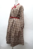 画像2: F i.n.t / カメオ付きクロスボウタイチェックワンピース  ブラウン S-26-02-05-043-0-OP-AS-ZS (2)