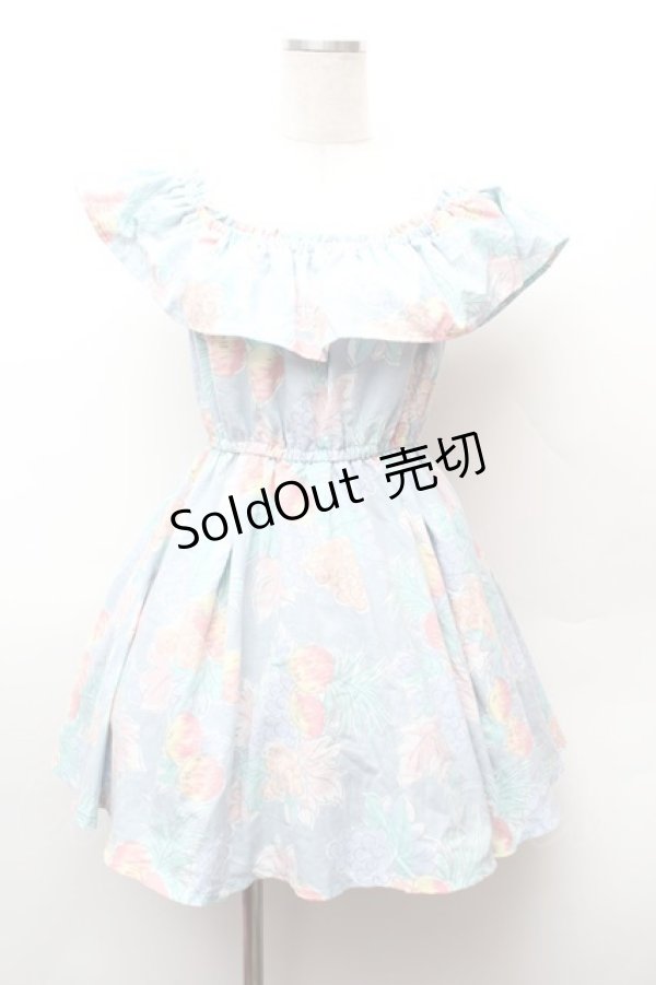 画像1: LIZ LISA / フルーツオフショルワンピース  サックス S-26-02-05-047-LO-OP-AS-ZS (1)