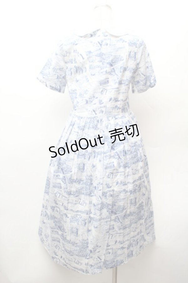画像4: Jane Marple / Map of STMMワンピース  白ｘ青 S-26-02-05-048-JM-OP-AS-ZS (4)