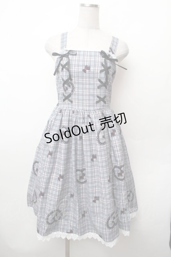 画像1: axes femme kawaii / おさんぽテリア柄ジャンスカ M グレー S-26-02-05-058-AX-OP-AS-ZS (1)