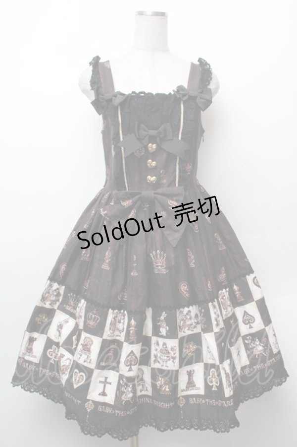 画像1: BABY,THE STARS SHINE BRIGHT / チェスアリス〜あの日の私の宝物〜柄ジャンパースカートI  黒ｘブラウン S-26-02-05-062-BA-OP-AS-ZS (1)