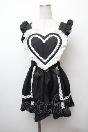 画像: BABY,THE STARS SHINE BRIGHT / ハートエプロン  黒 S-26-02-05-063-BA-ZA-AS-ZS