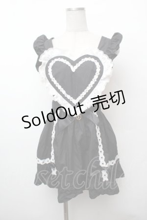 画像: BABY,THE STARS SHINE BRIGHT / ハートエプロン  黒 S-26-02-05-063-BA-ZA-AS-ZS