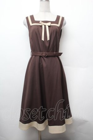 画像: Fi.n.t / プレゼントリボンバイカラージャンパースカート  ブラウン S-26-02-05-064-CA-OP-AS-ZS