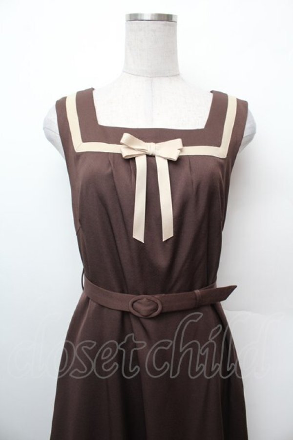 画像2: Fi.n.t / プレゼントリボンバイカラージャンパースカート  ブラウン S-26-02-05-064-CA-OP-AS-ZS (2)