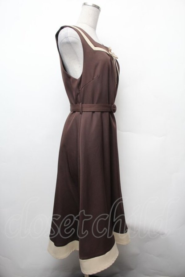 画像3: Fi.n.t / プレゼントリボンバイカラージャンパースカート  ブラウン S-26-02-05-064-CA-OP-AS-ZS (3)