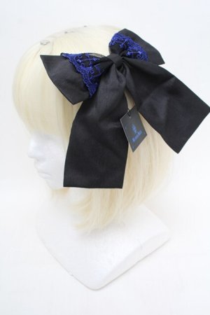 画像: Moi-meme-Moitie / Rose fanceレースリボンクリップ  黒ｘ青 S-26-02-05-009-MO-AC-AS-ZS