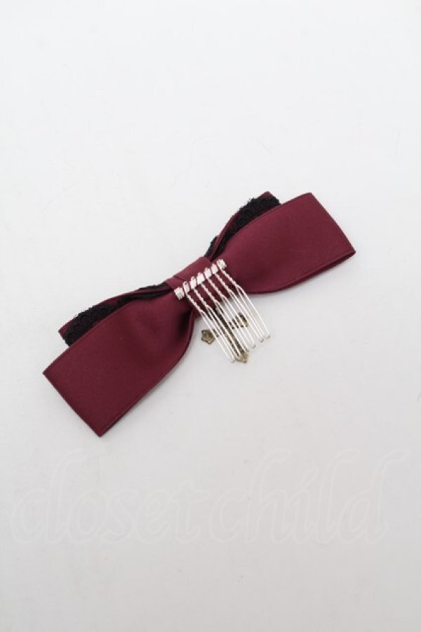 画像2: Moi-meme-Moitie / クロスロゴチャームリボンコーム  ボルドー S-26-02-05-010-MO-AC-AS-ZS (2)