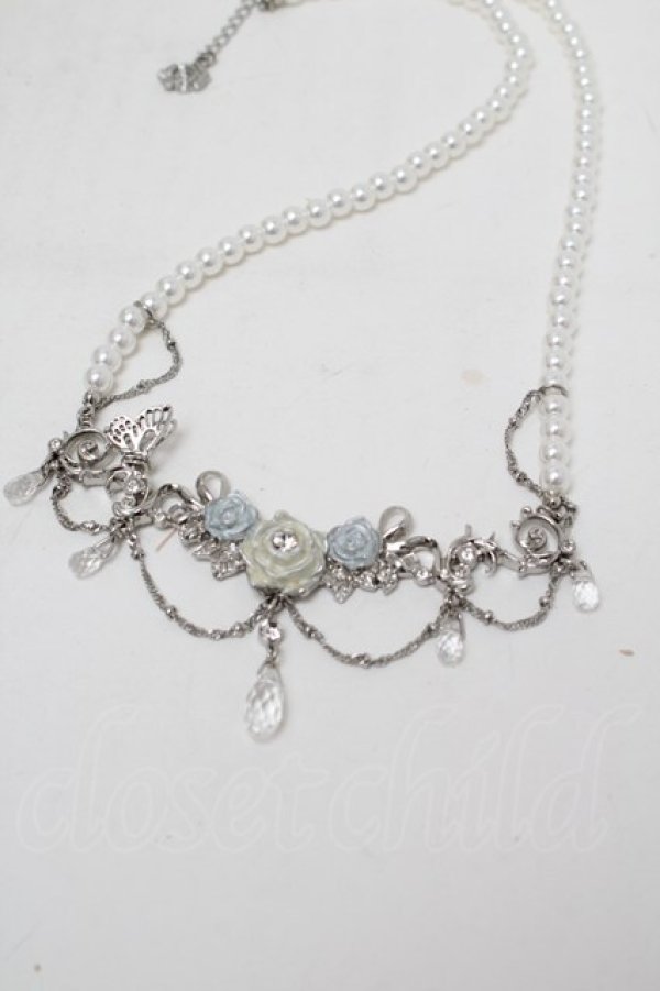 画像1: axes femme / ローズｘパールネックレス  白 S-26-02-05-019-AX-AC-AS-ZS (1)