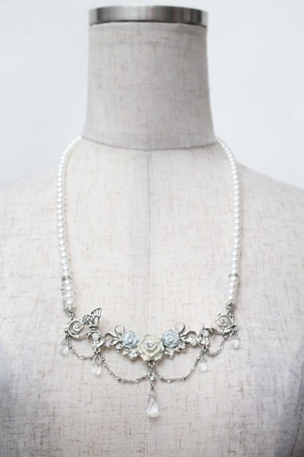 画像2: axes femme / ローズｘパールネックレス  白 S-26-02-05-019-AX-AC-AS-ZS (2)