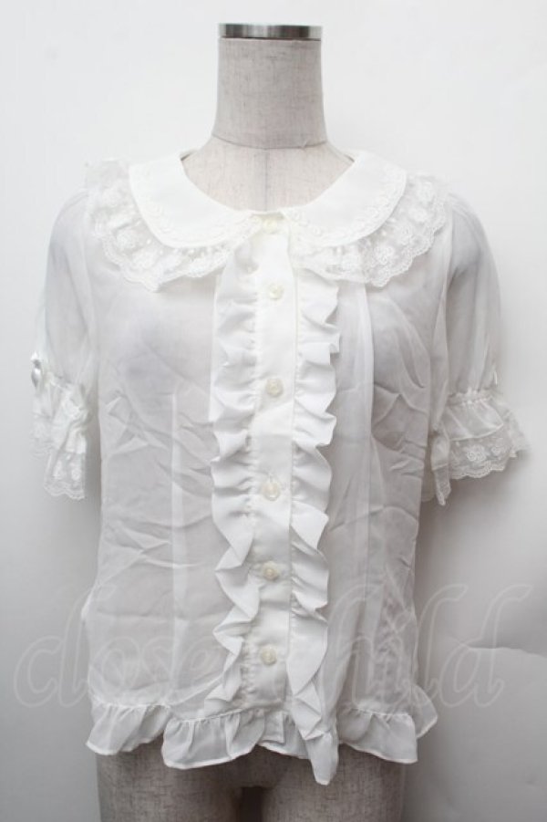 画像1: BABY,THE STARS SHINE BRIGHT / お花レースの半袖シフォンブラウス  白 S-26-02-05-022-BA-BL-AS-ZS (1)